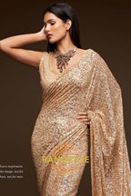 Champagne Gold Premium Georgette Designer Sequin Saree