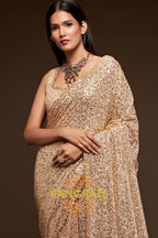 Champagne Gold Premium Georgette Designer Sequin Saree