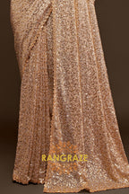 Champagne Gold Premium Georgette Designer Sequin Saree