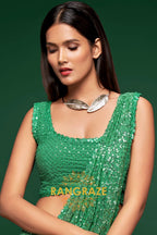Emerald Green Premium Georgette Designer Sequin Saree