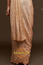 Champagne Gold Premium Georgette Designer Sequin Saree