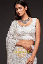 Ivory Diamond Premium Georgette Designer Sequin Saree