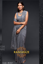 Silver Mist Premium Georgette Designer Sequin Saree
