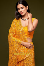 Sunlit Gold Premium Georgette Designer Sequin Saree