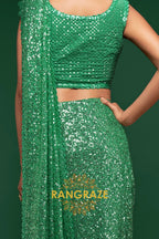 Emerald Green Premium Georgette Designer Sequin Saree