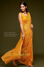 Sunlit Gold Premium Georgette Designer Sequin Saree