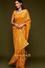 Sunlit Gold Premium Georgette Designer Sequin Saree