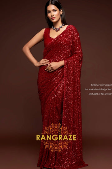 Ruby Glam Premium Georgette Designer Sequin Saree
