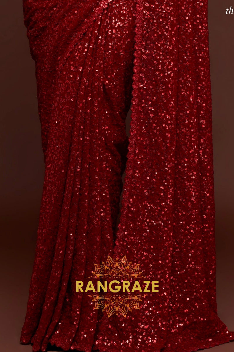 Ruby Glam Premium Georgette Designer Sequin Saree