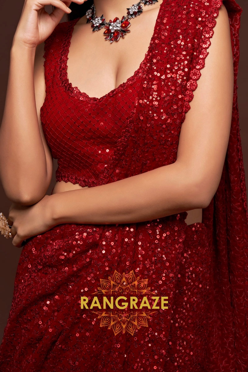 Ruby Glam Premium Georgette Designer Sequin Saree
