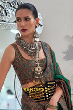 Majestic Forest Green Woven Kashmiri Jamewar Modal Silk Saree