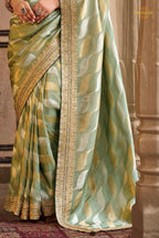 Pastel Green Embroidred Fancy Silk Saree