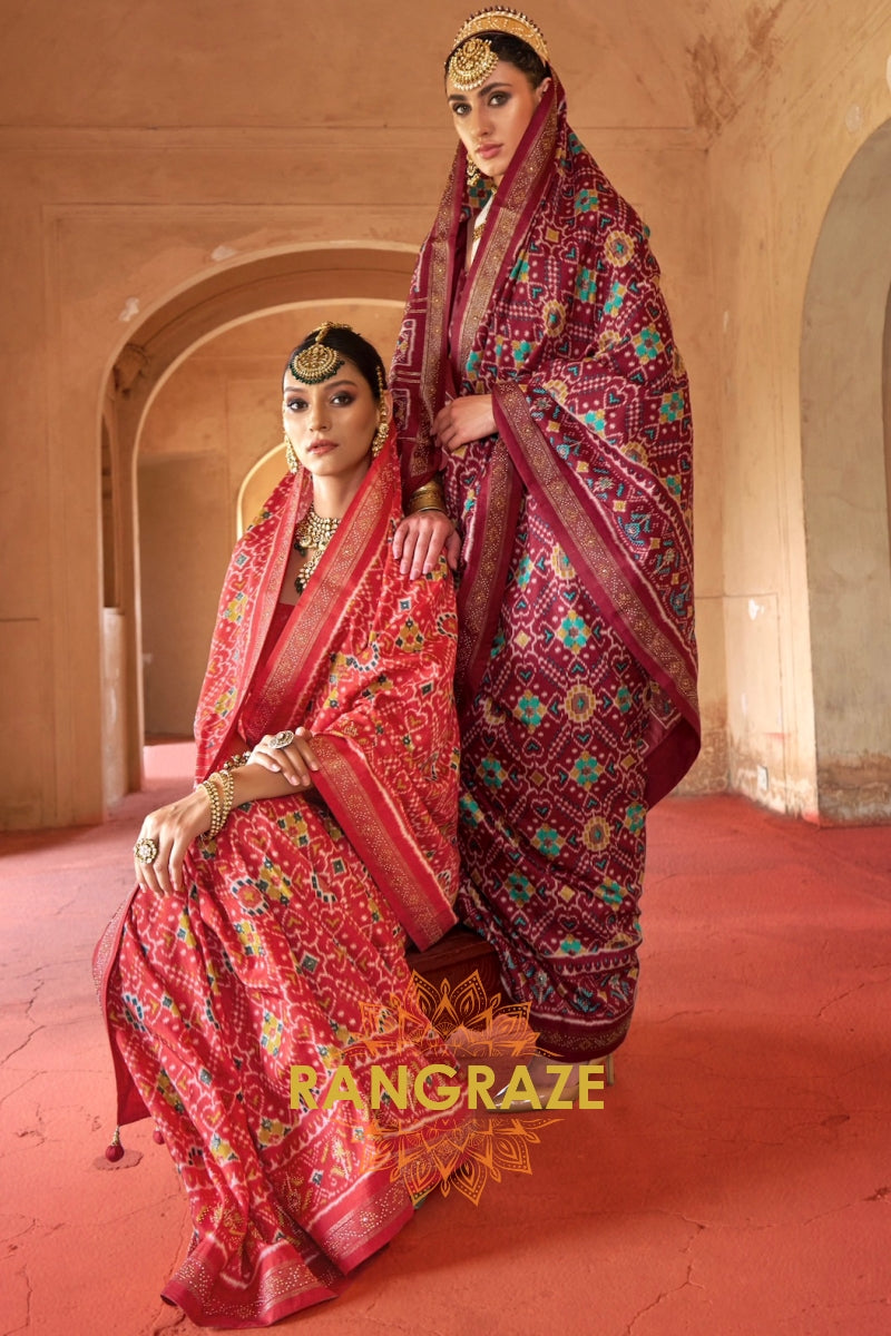 Regal Maroon Patola Silk Saree