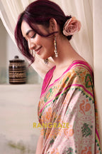 Rose Ivory & Fuchsia Patola Silk Saree