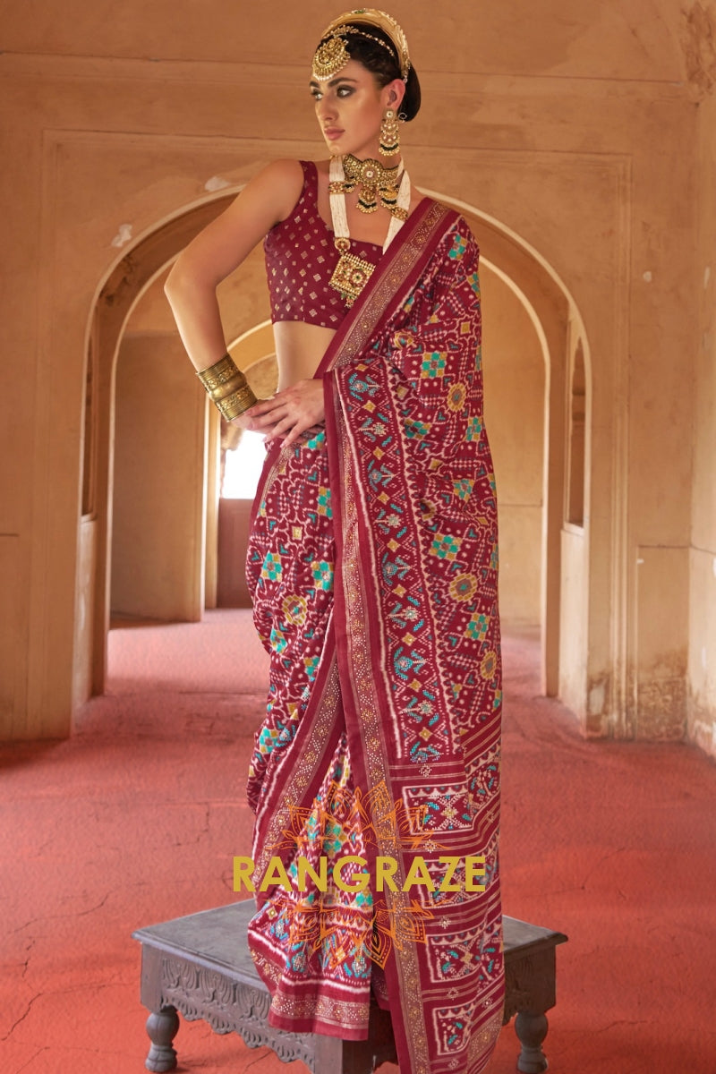 Regal Maroon Patola Silk Saree