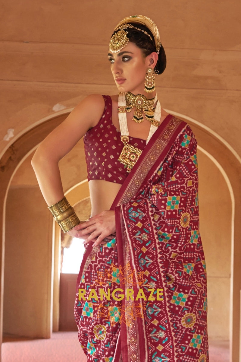 Regal Maroon Patola Silk Saree