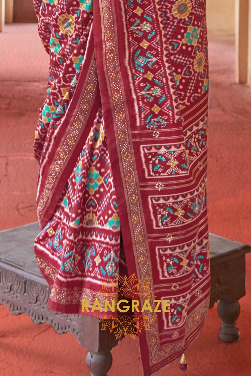 Regal Maroon Patola Silk Saree