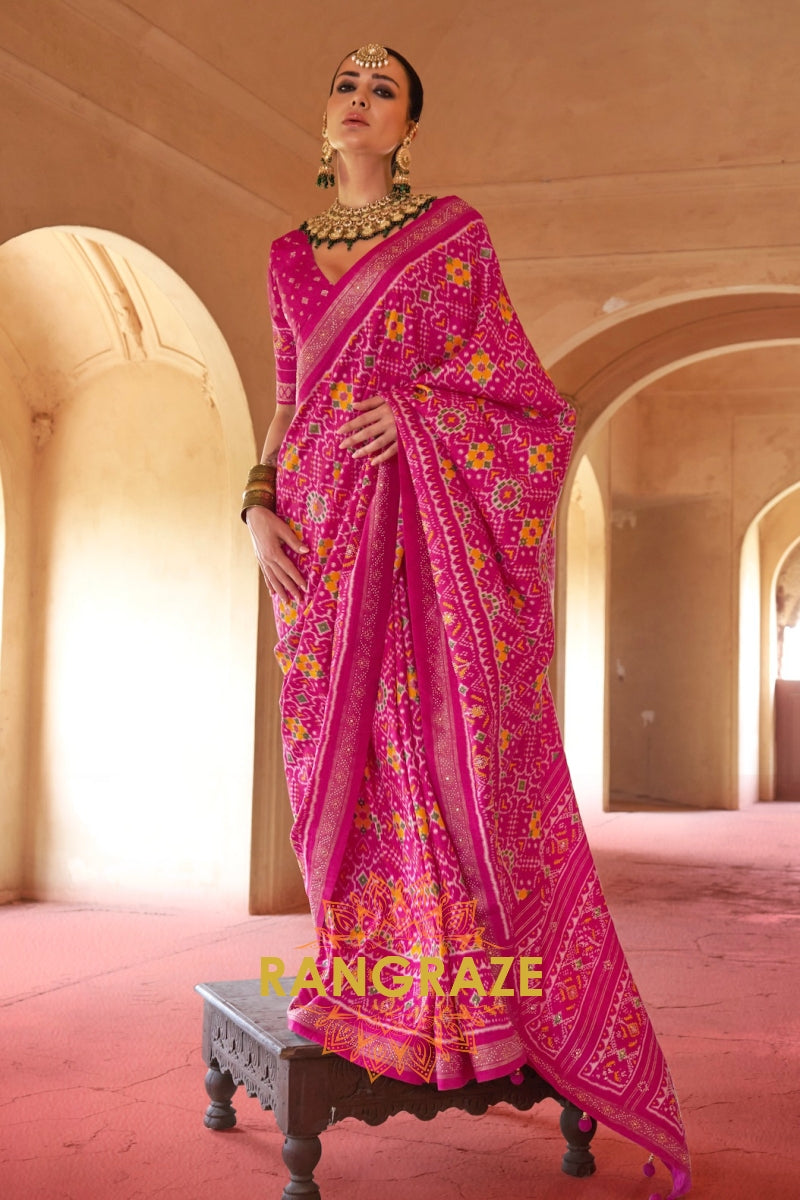 Rani Pink Royal Patola Silk Saree