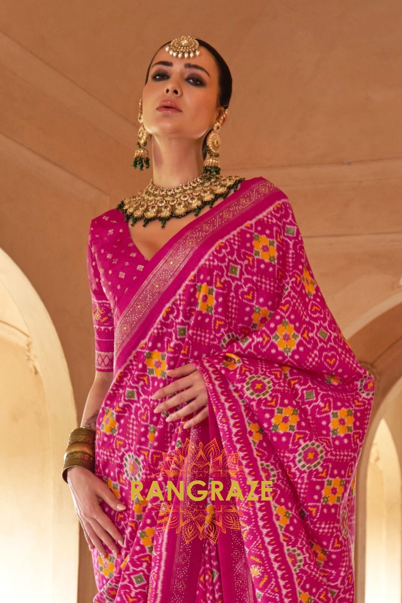 Rani Pink Royal Patola Silk Saree