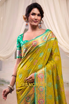 Meadow Gold & Aqua Patola Silk Saree