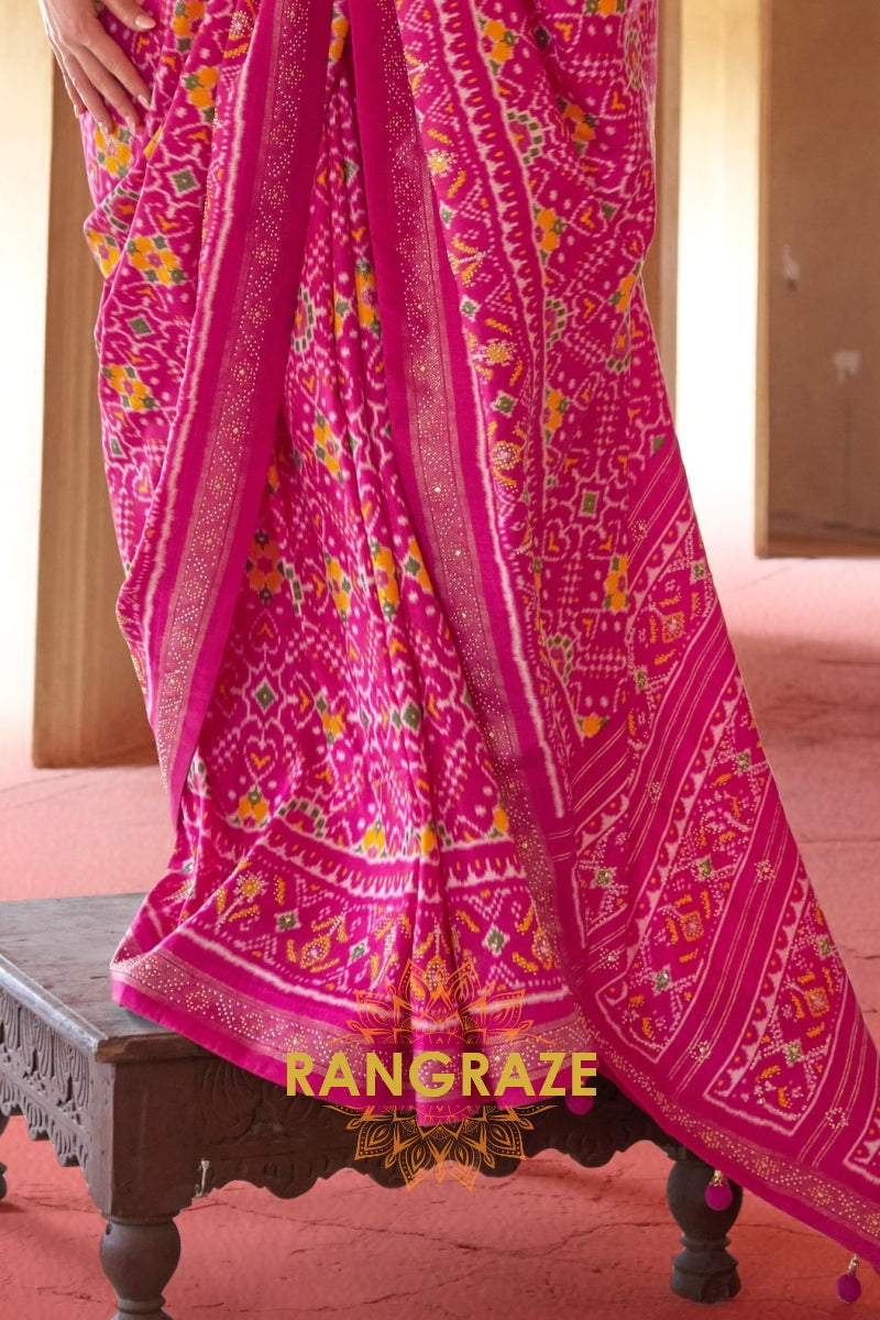 Rani Pink Royal Patola Silk Saree