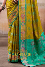 Meadow Gold & Aqua Patola Silk Saree