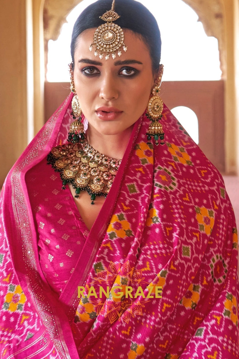 Rani Pink Royal Patola Silk Saree