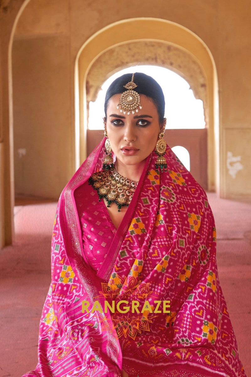 Rani Pink Royal Patola Silk Saree