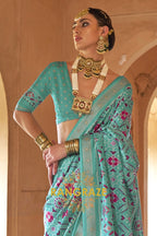 Aqua Bliss Patola Silk Saree