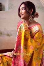 Golden Sunrise & Pink Patola Silk Saree