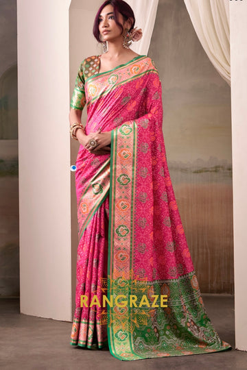 Fuchsia Royale & Emerald Patola Silk Saree