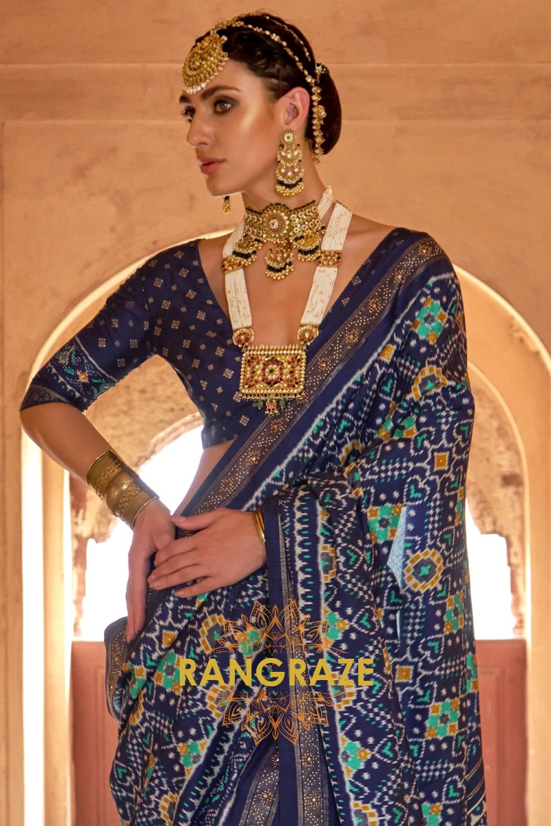 Midnight Majesty Patola Silk Saree