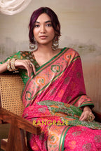 Fuchsia Royale & Emerald Patola Silk Saree