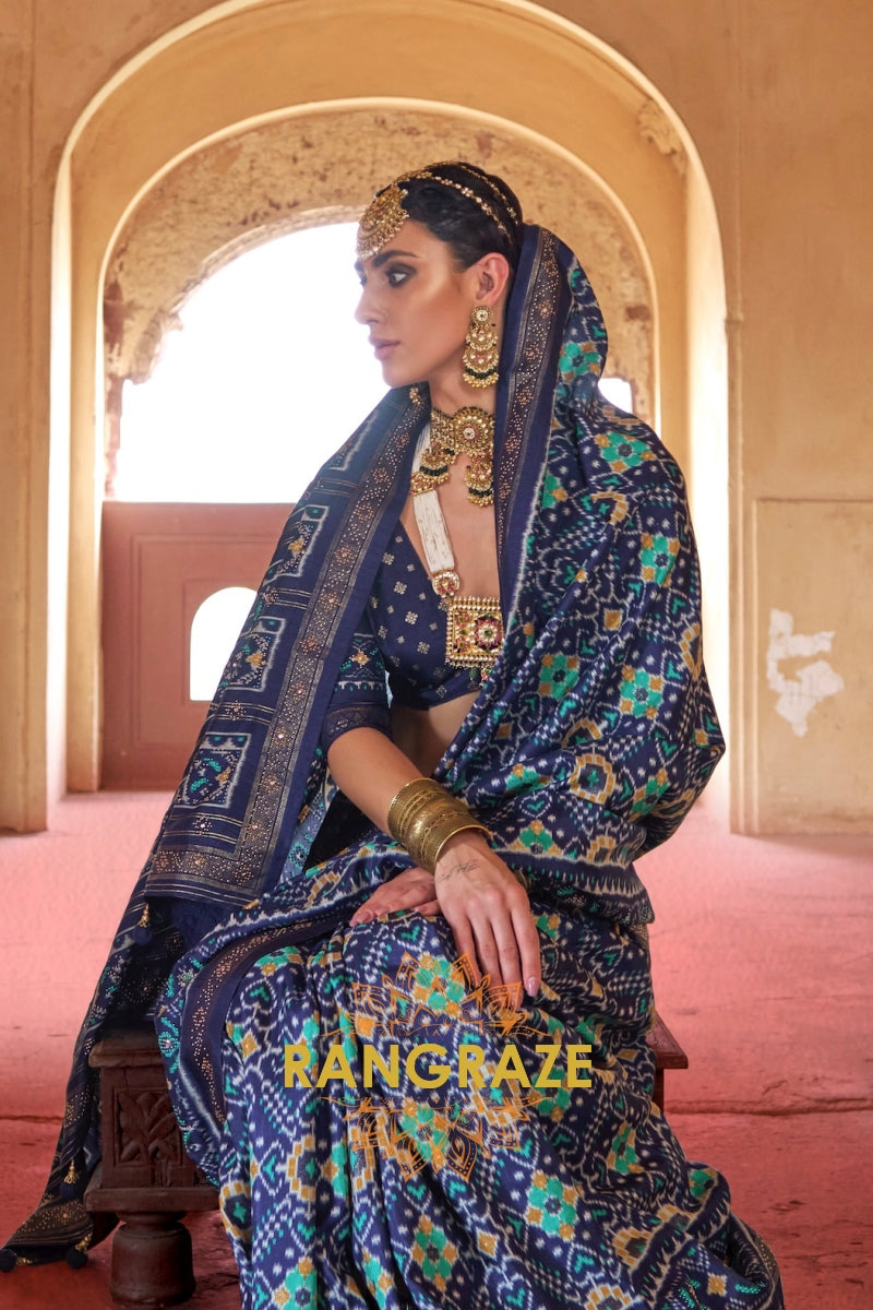 Midnight Majesty Patola Silk Saree