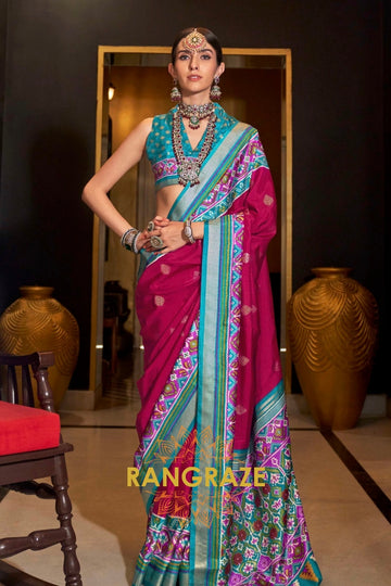 Magenta and Blue Patola Radiance: Silk Patola Saree