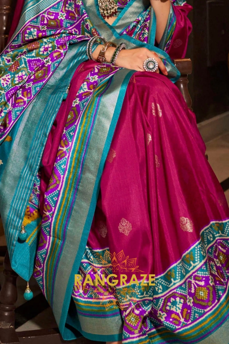 Magenta and Blue Patola Radiance: Silk Patola Saree