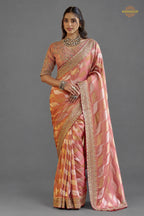 Peach Embroidred Fancy Silk Saree