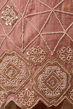Peach Readymade Bead Work Chinon Palazzo Suit
