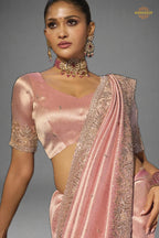 Pink Embroidered Madhurai Silk Saree