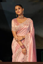 Pink Embroidered Madhurai Silk Saree