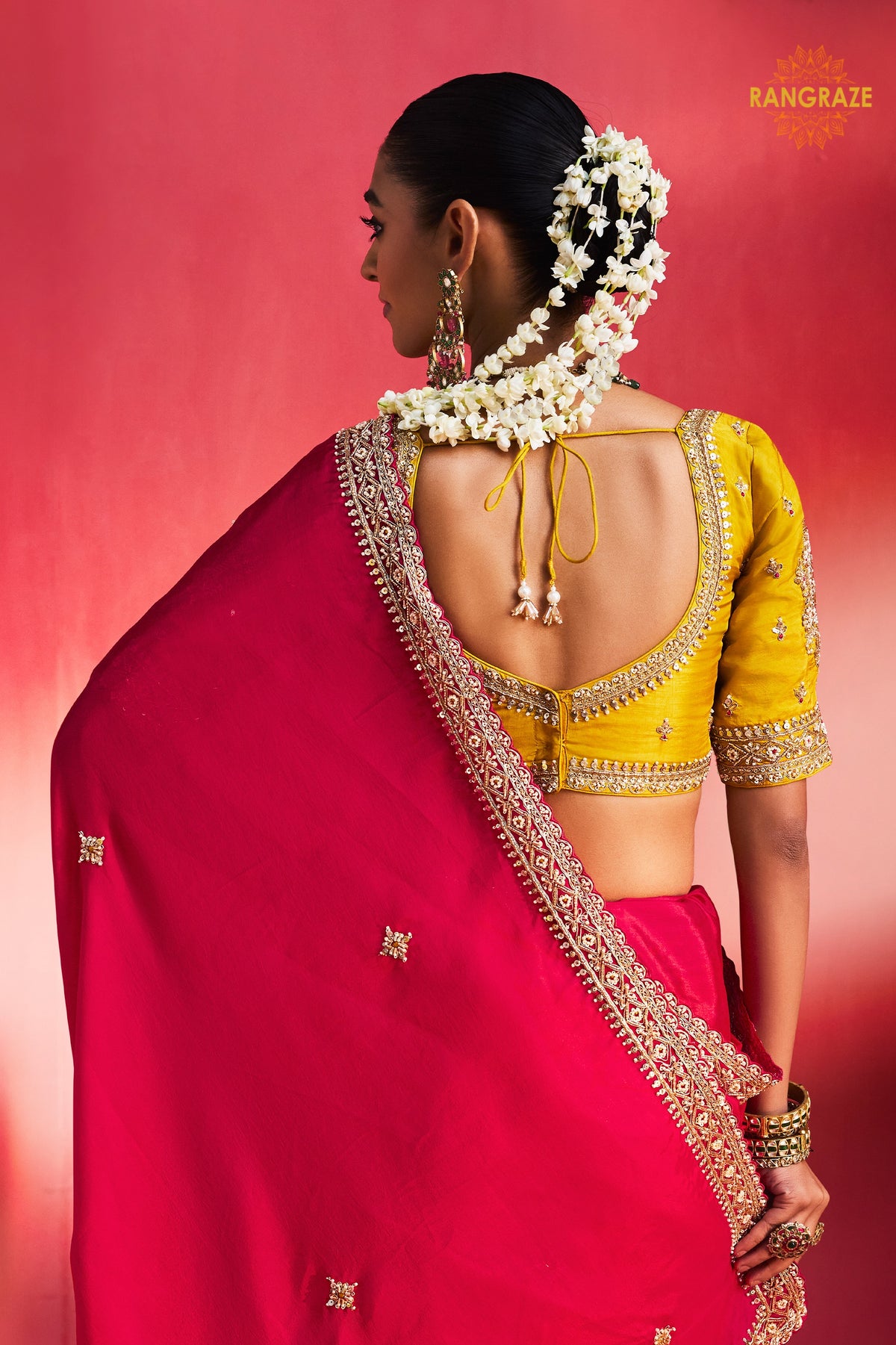 Pink Embroidered Silk Saree With Designer Border