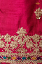 Pink Readymade Embroidered Chinon Sharara Suit