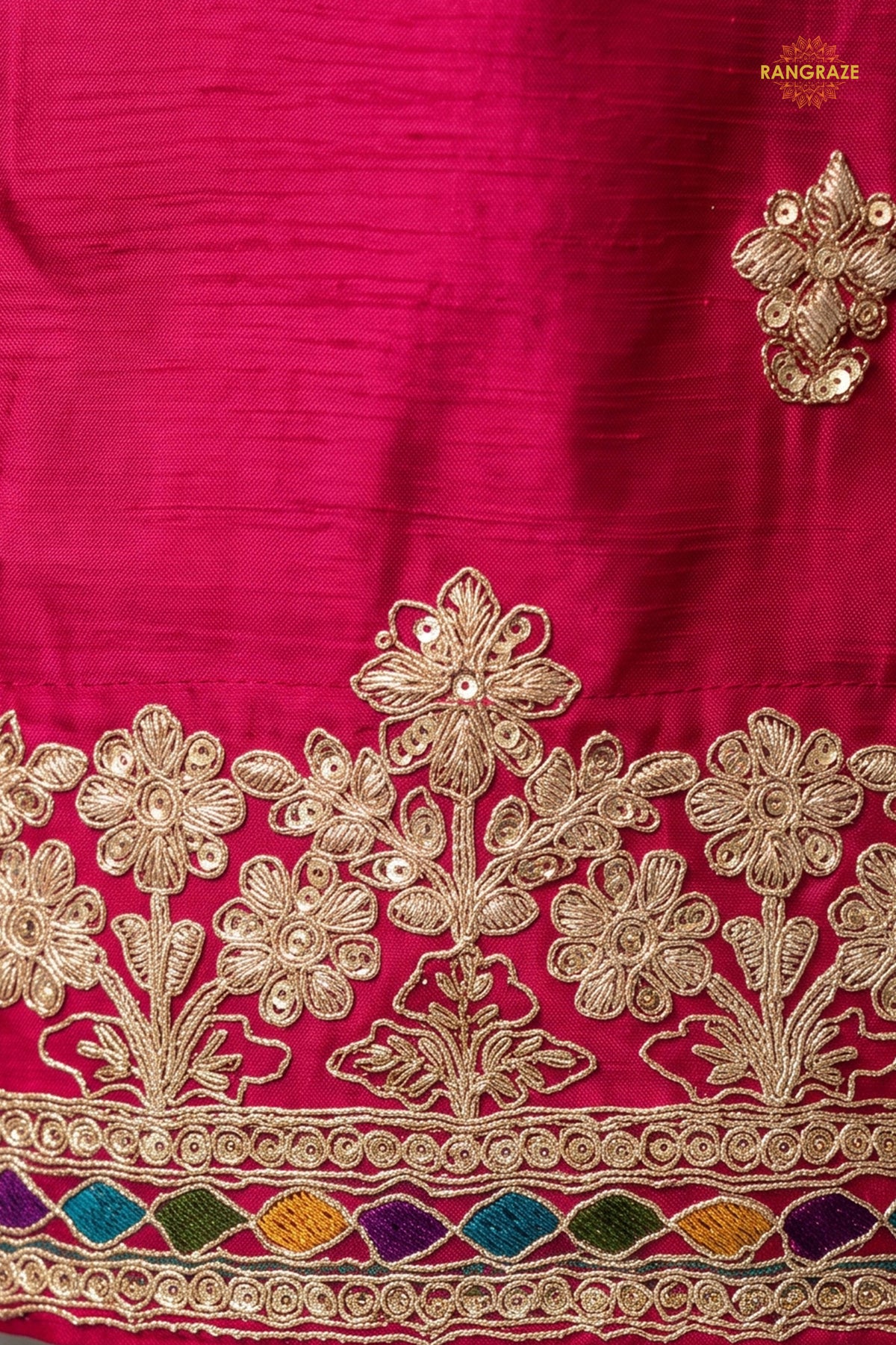 Pink Readymade Embroidered Chinon Sharara Suit