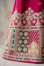 Pink Readymade Embroidered Chinon Sharara Suit