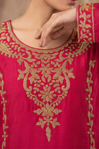 Pink Stitched Beads Work Chinnon Palazzo Suit