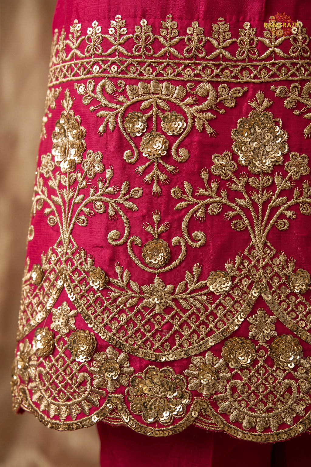 Pink Stitched Embroidered Silk Anarkali Suit