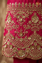 Pink Stitched Embroidered Silk Anarkali Suit