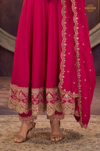 Pink Stitched Embroidered Silk Anarkali Suit
