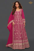 Pink Stitched Georgette Gown with Dupatta