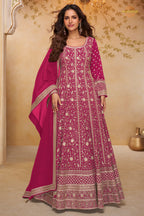 Pink Stitched Georgette Gown with Dupatta